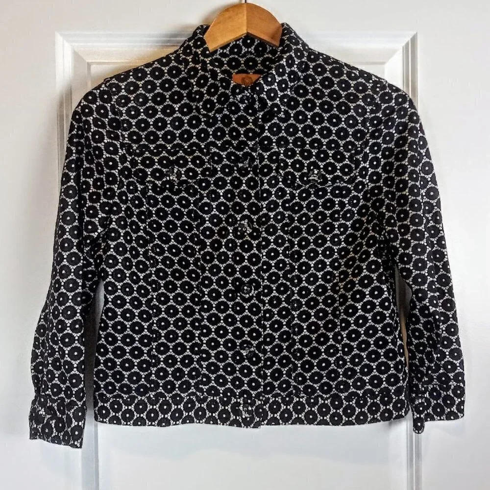 Ruby Rd. B&W Circle Print Jacket